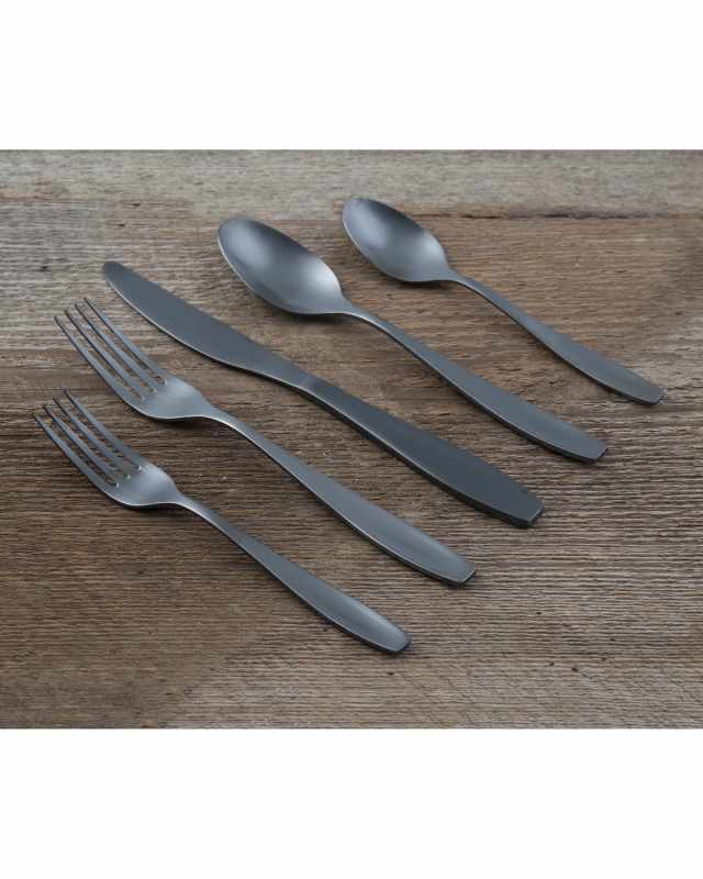 January Black Satin 20-Piece Flatware Set, Service For 4