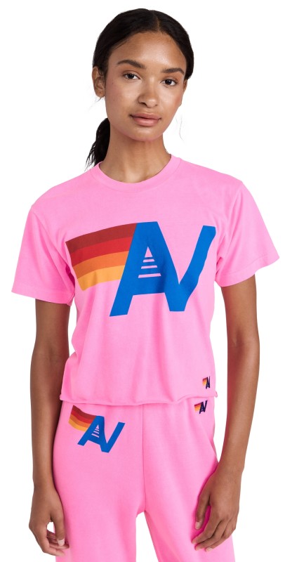 Aviator Nation Boyfriend Tee Neon Pink