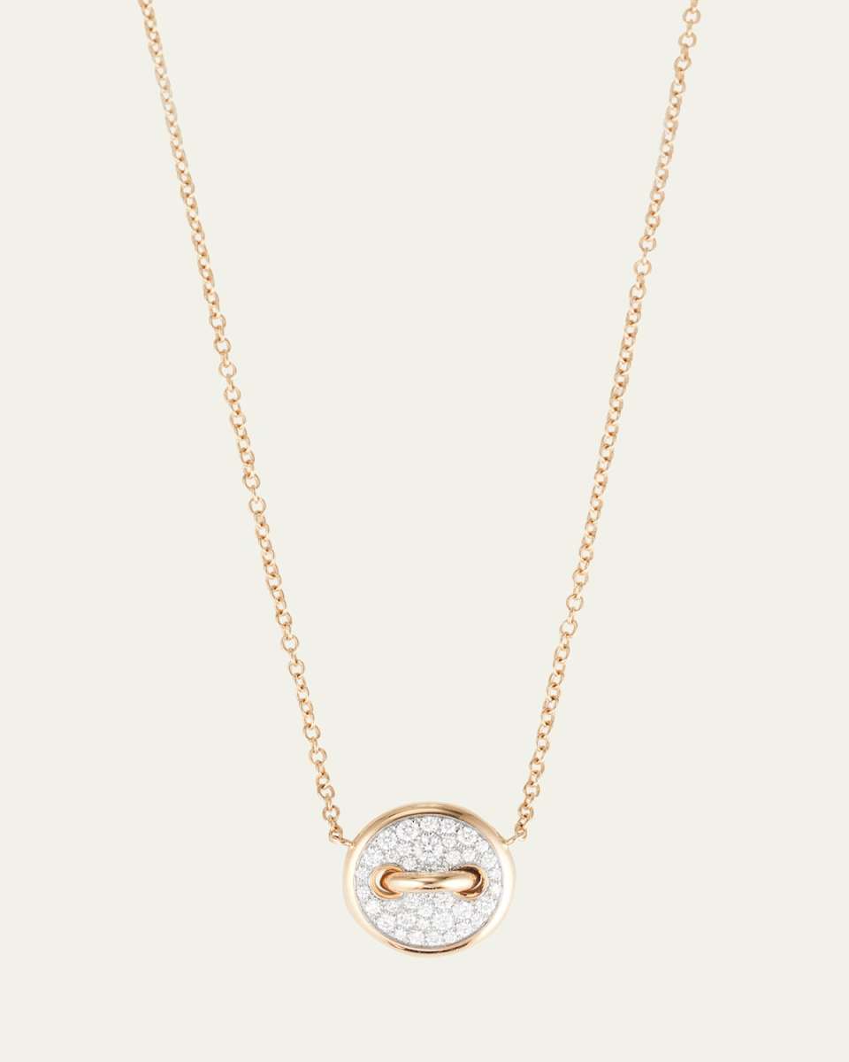 18K Rose Gold Dot Pave Diamond and Mother of Pearl Pendant Necklace
