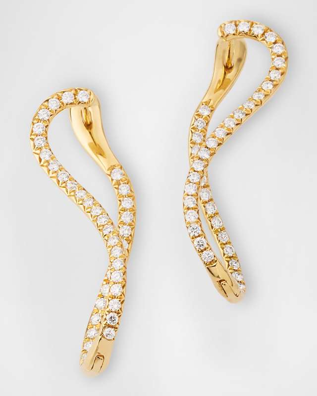 Sparkle 18K Yellow Gold Infinity Diamond Inside Out Hoop Earrings