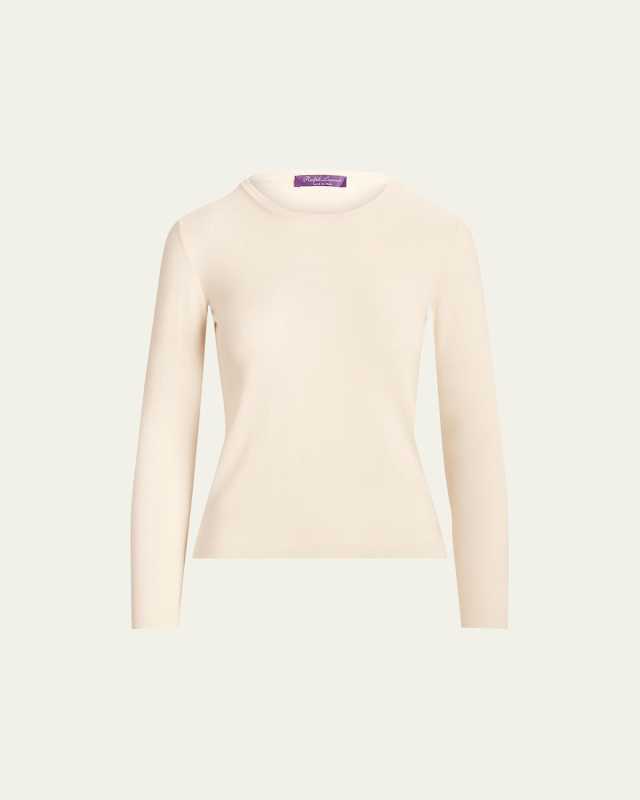 Crewneck Long-Sleeve Cashmere Sweat