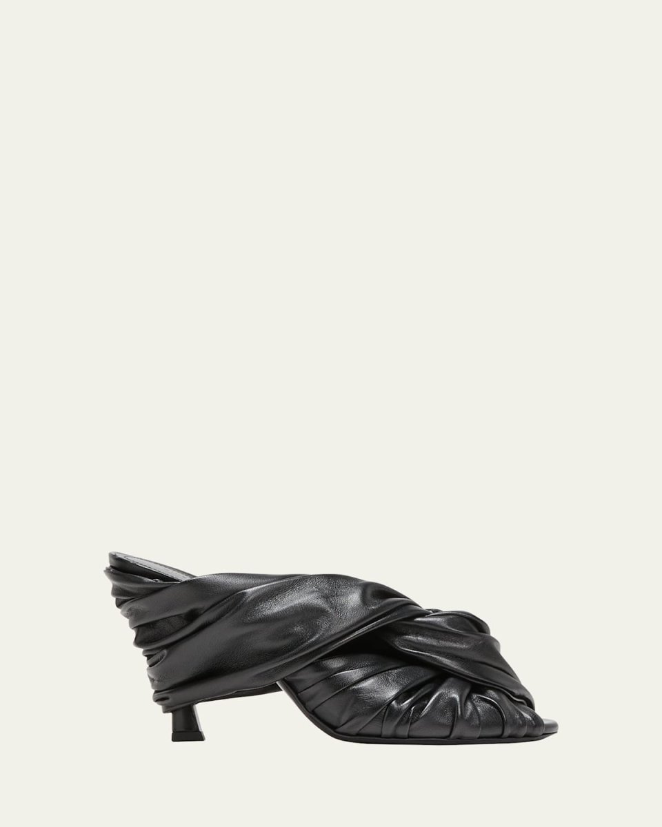 Show Twist Leather Mule Pumps