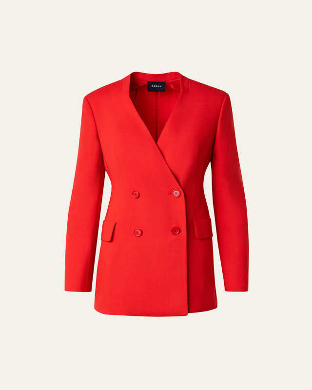 Trinity Collarless Wool Blazer Jacket