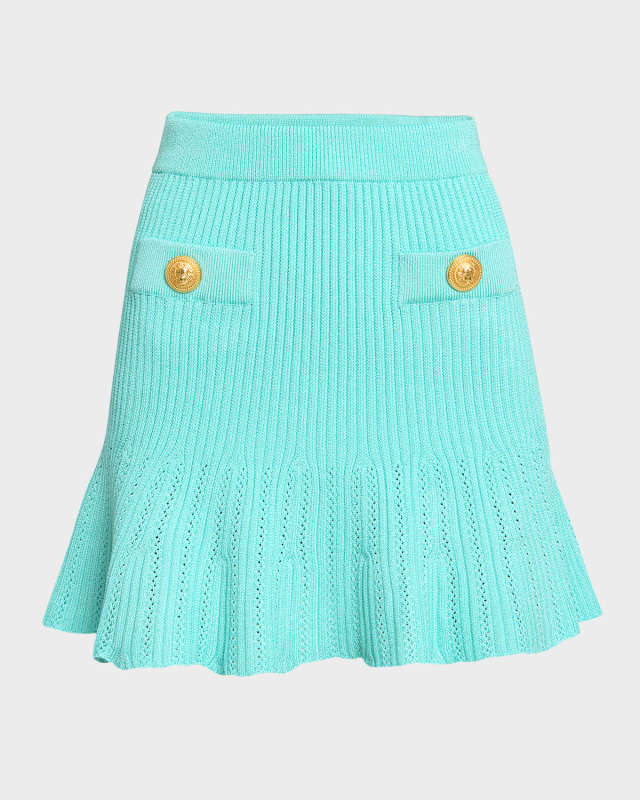 Pleated Knit Flare Mini Skirt