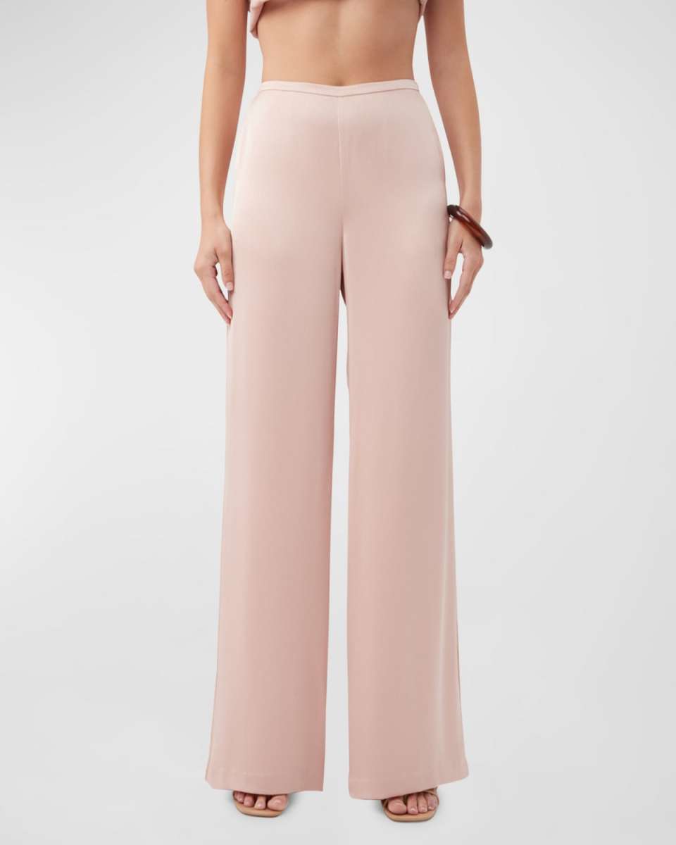 Tavia High-Rise Wide-Leg Satin Pants