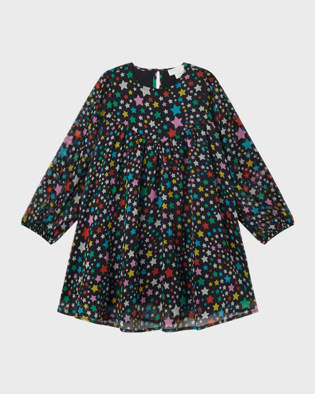 Girl's Multicolor Star-Print Dress, Size 4-10