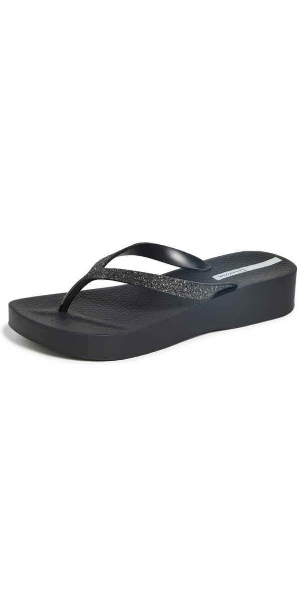 Ipanema Mesh Chic Platform Flip Flops Black/Glitter Black