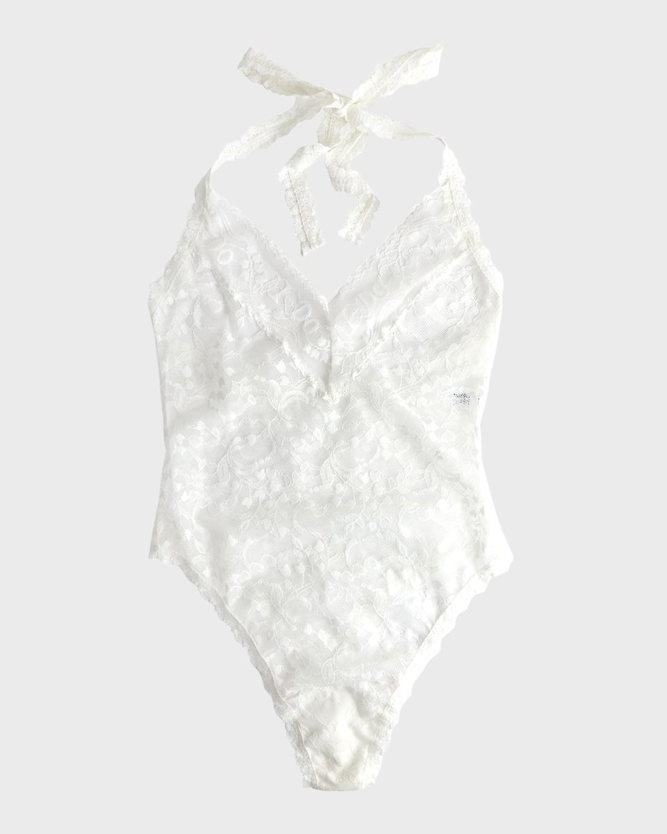I Do Scalloped Shimmer Lace Bodysuit