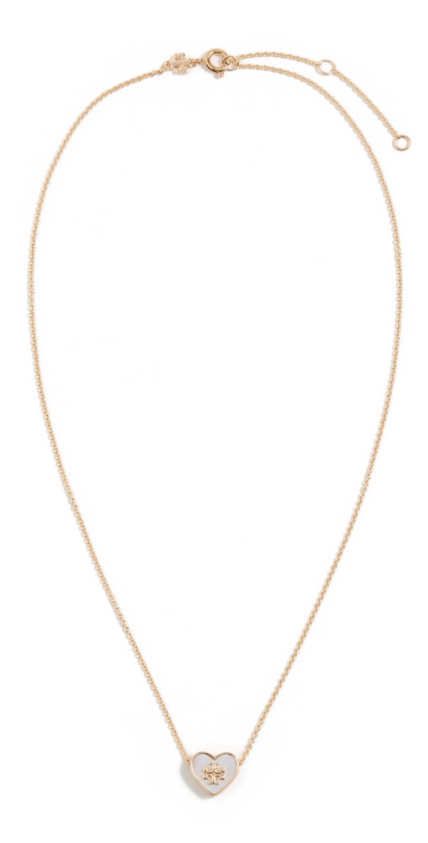 Tory Burch Kira Heart Pendant Necklace Tory Gold/Mother of Pearl