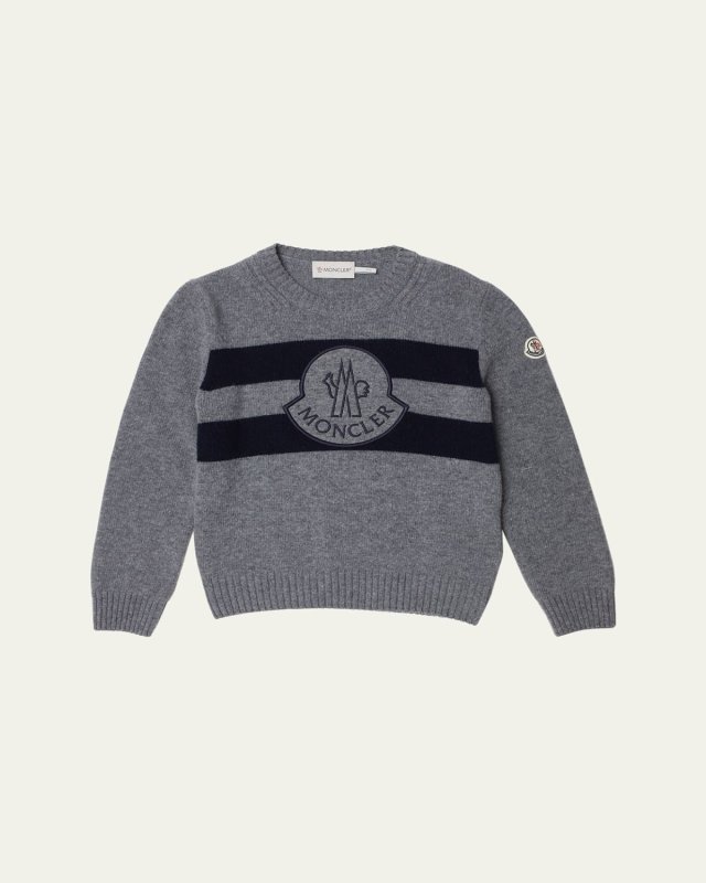 Boy's Knitted Embroidered Logo-Print Sweater, Size 4-6