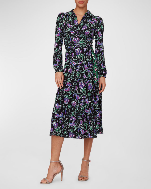 Phoenix Reversible Floral-Print Midi Wrap Dress