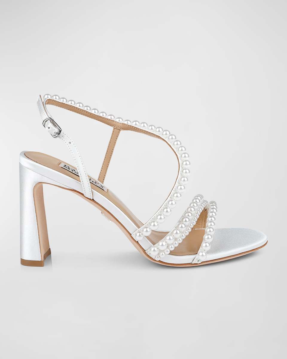 Amora Beaded Silk Ankle-Strap Sandals
