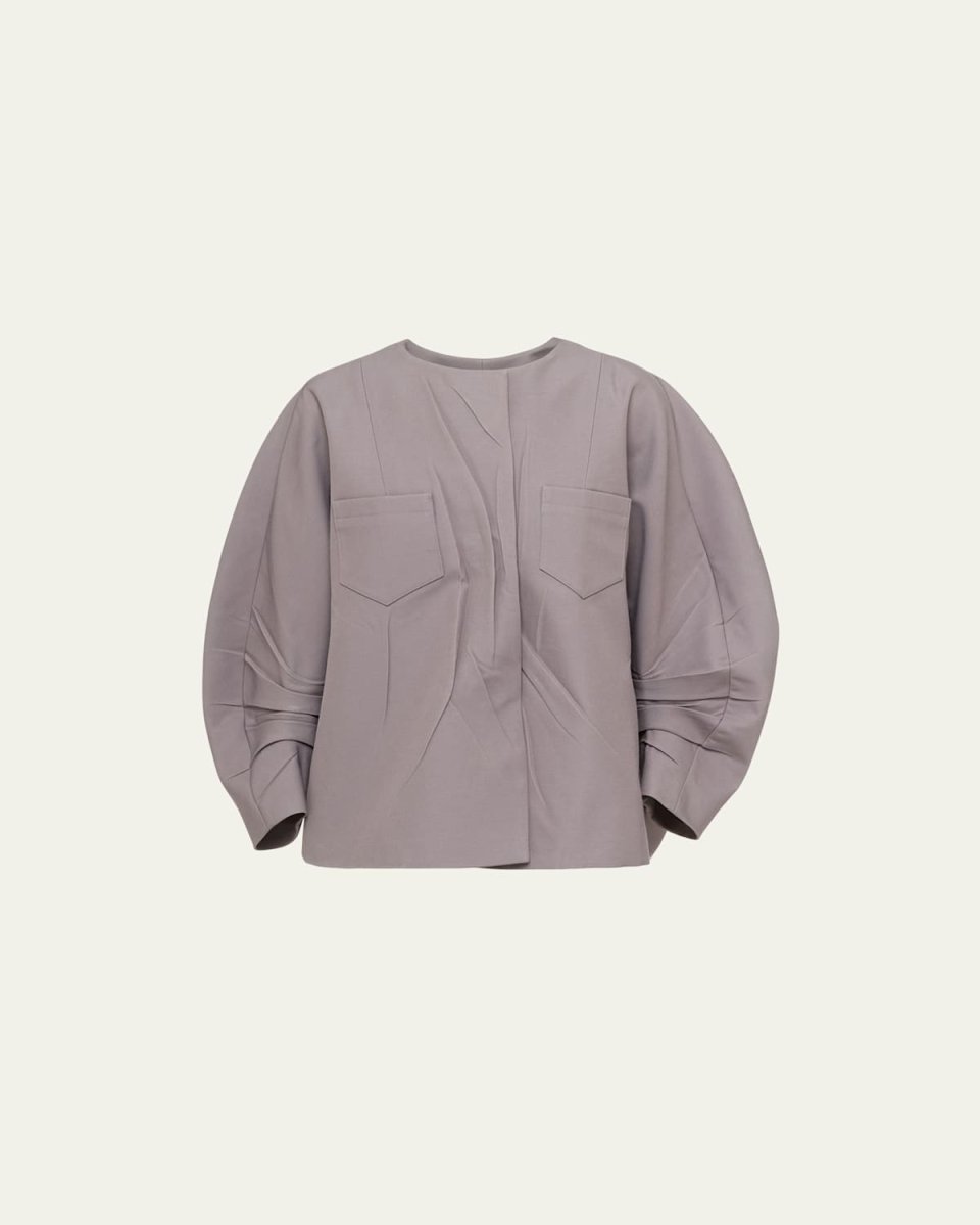 Virgin Wool Pleated Balloon Top