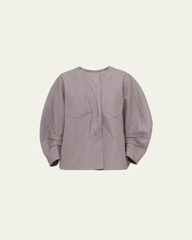 Virgin Wool Pleated Balloon Top