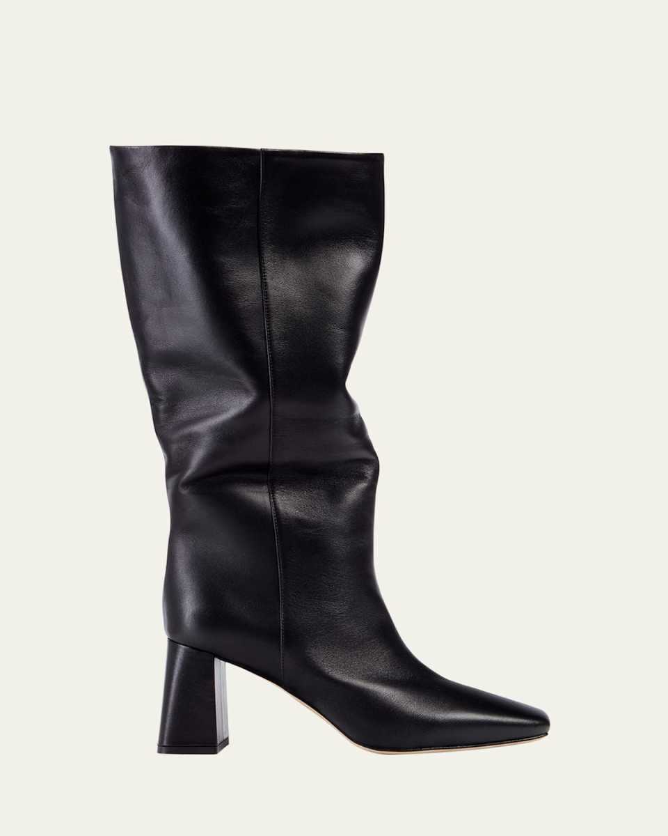 Leather Slouchy Knee Bucket Boots