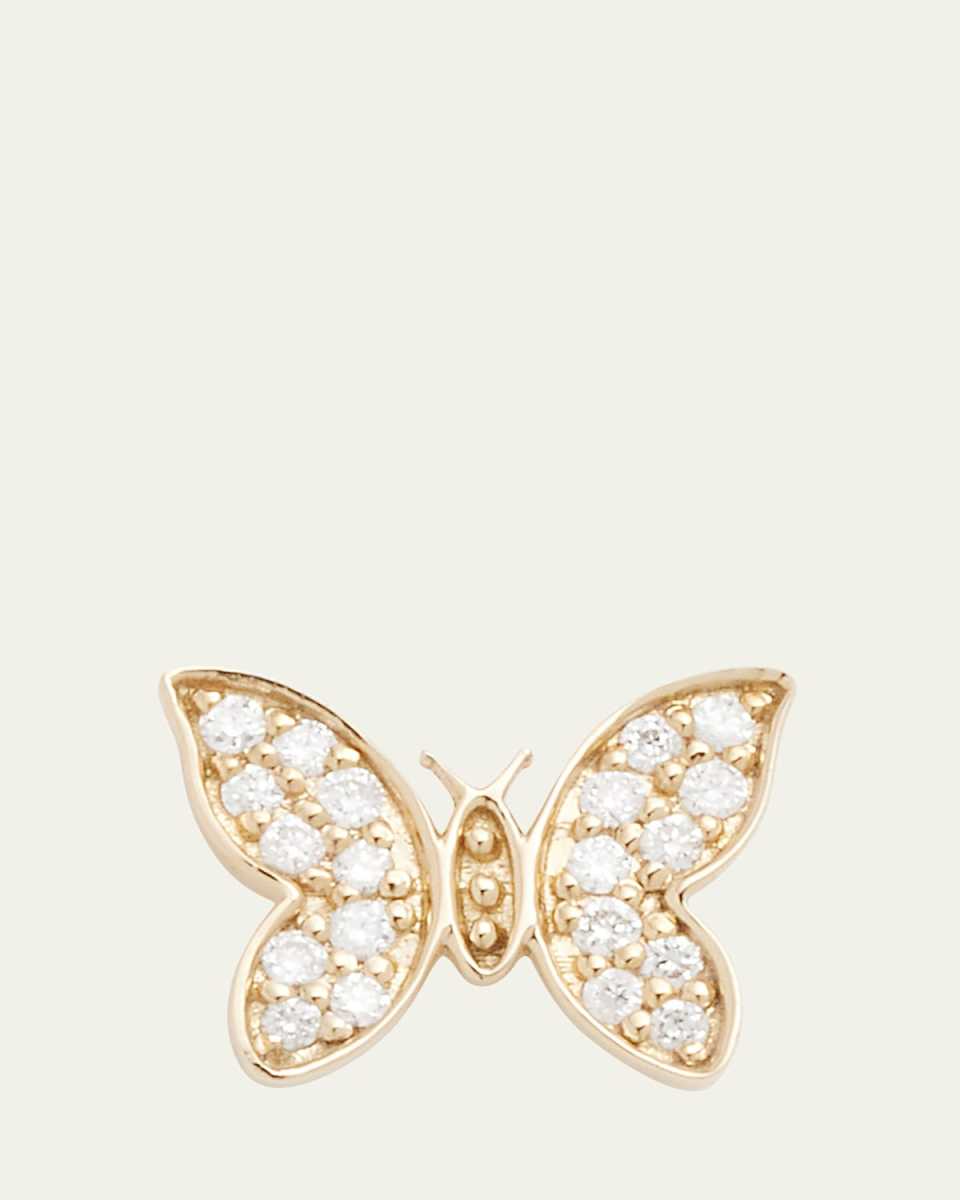 14k Diamond Tiny Butterfly Stud Earring, Single
