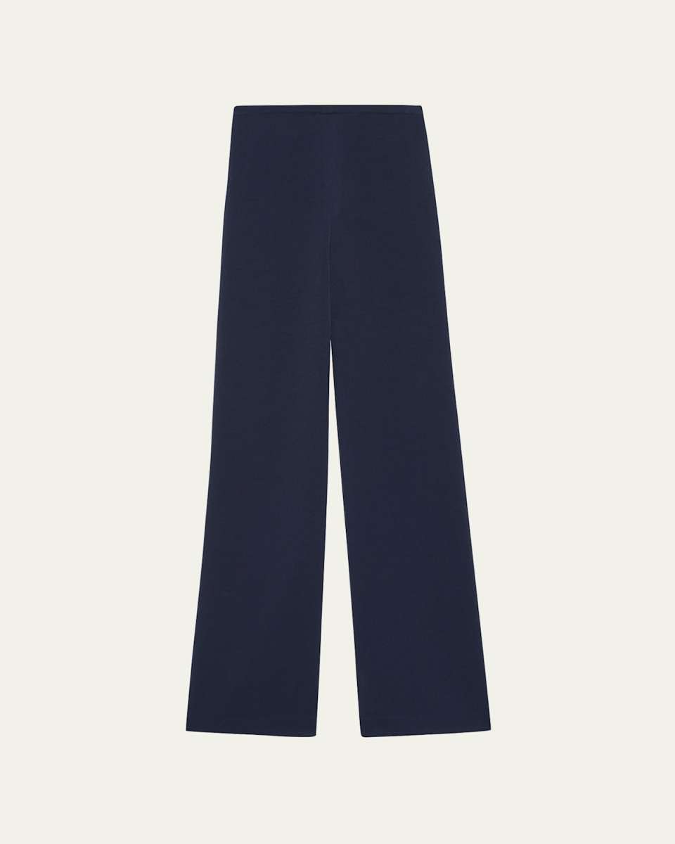 Oxford Crepe Wide-Leg Pull-On Pants