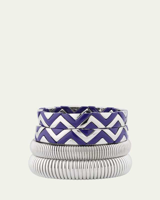 The Santorini Stack Cobra Bracelets, Set of 4