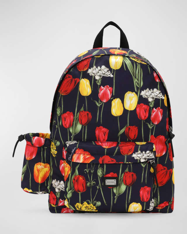 Kid's Tulip-Print Nylon Backpack