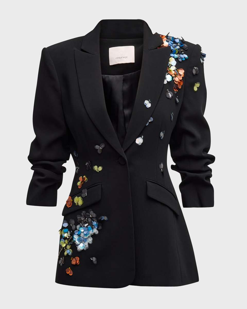 Cheyenne Sequin Flower Scrunched Blazer