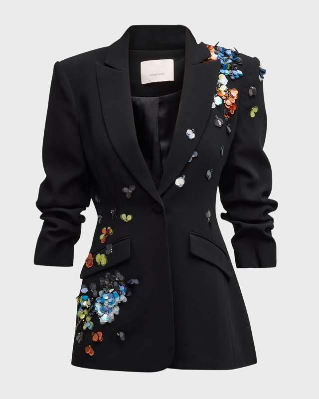 Cheyenne Sequin Flower Scrunched Blazer