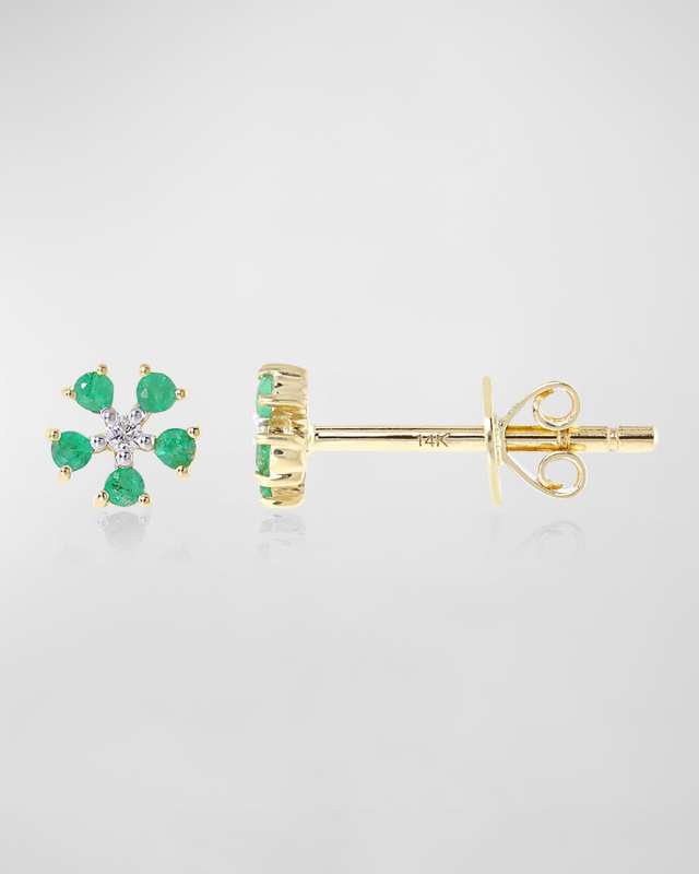 Emerald and Diamond Daisy Stud Earring, Single