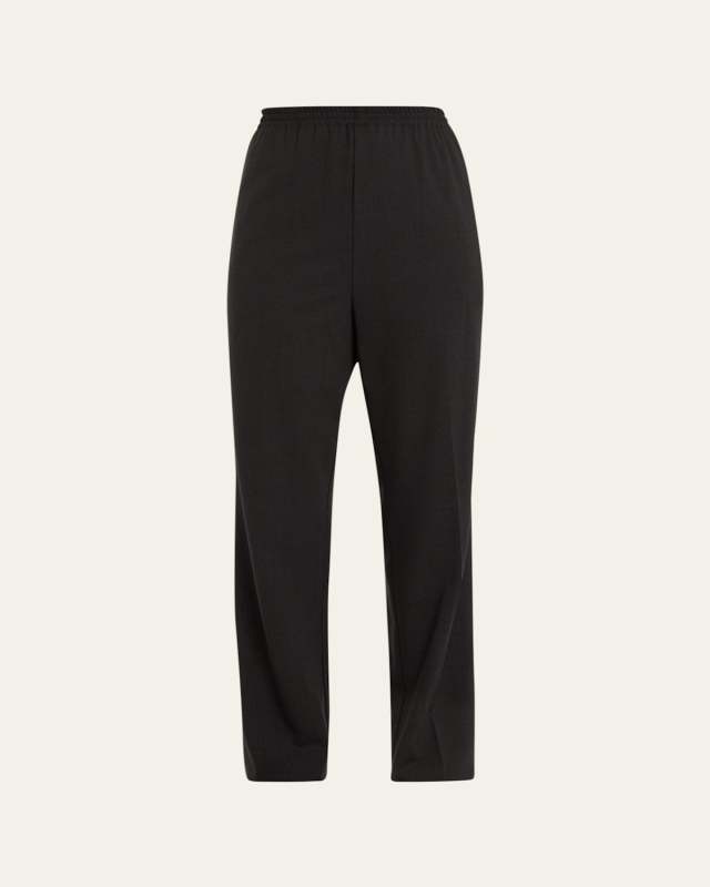 Narrow Elastic Waist Wool Trousers