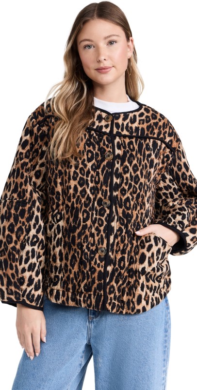 Damson Madder Macy Quilted Jacket Leopard