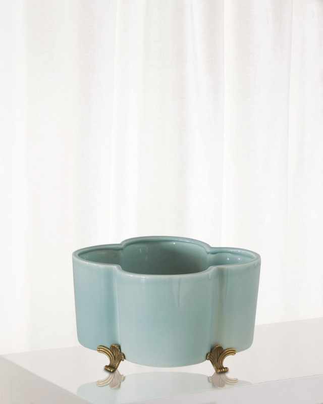 Celadon Quatrefoil Planter