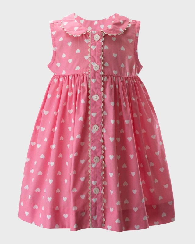 Girl's Heart Button-Front Dress with Bloomers, Size 6M-24