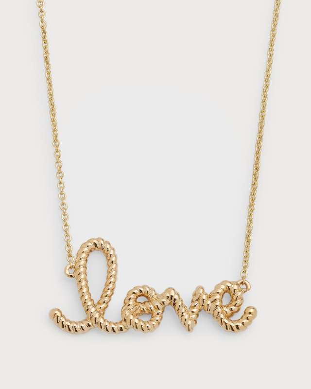 14K Yellow Gold Medium Rope Love Pendant Necklace