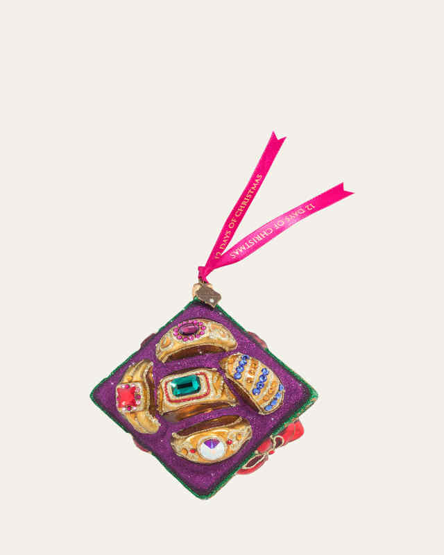 Five Golden Rings Glass Ornament