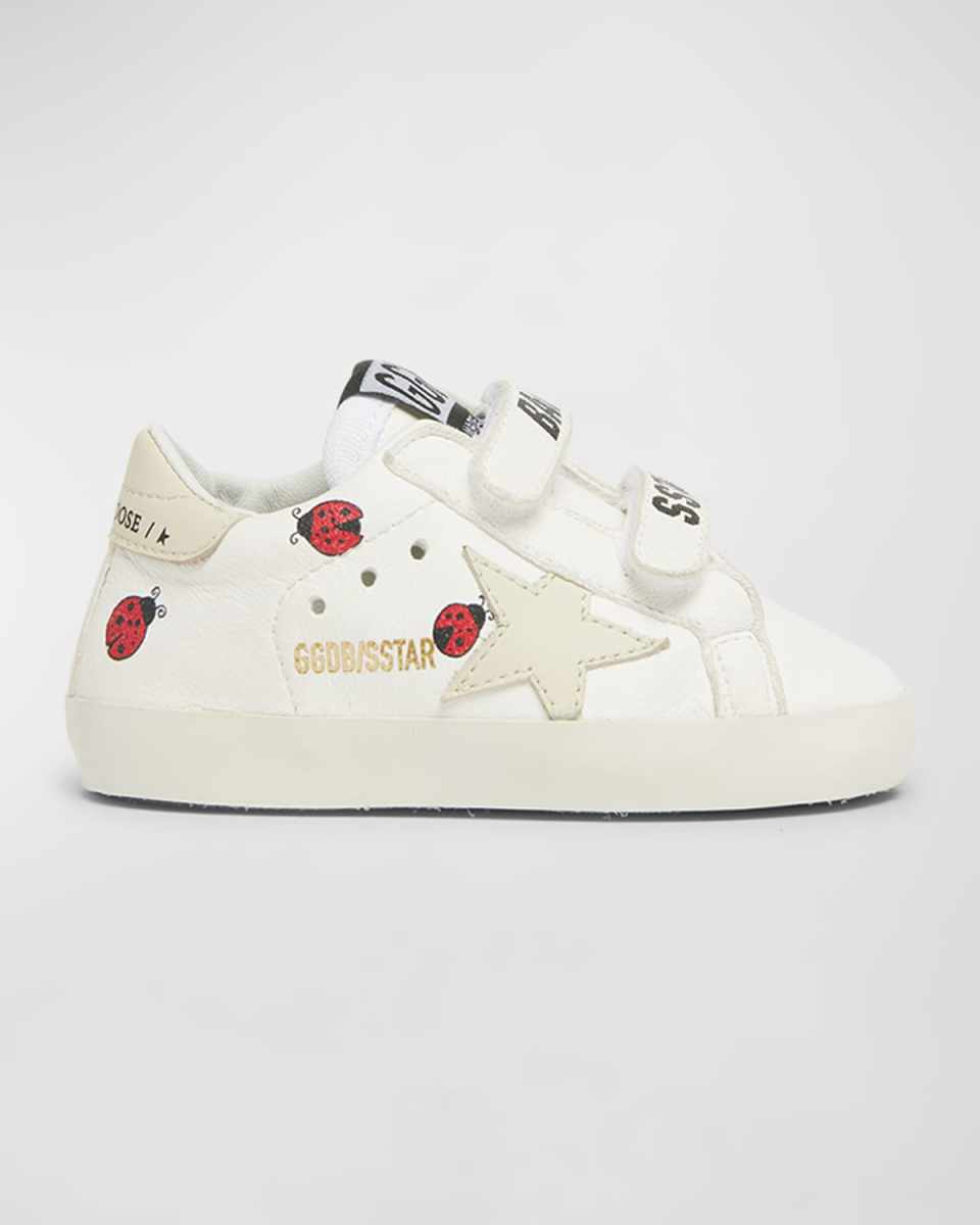 Girl's Old School Nappa Leather Ladybug Sneakers, Baby