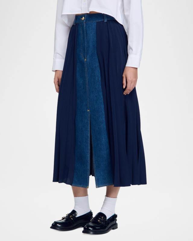 Julia Mixed Media Midi Skirt