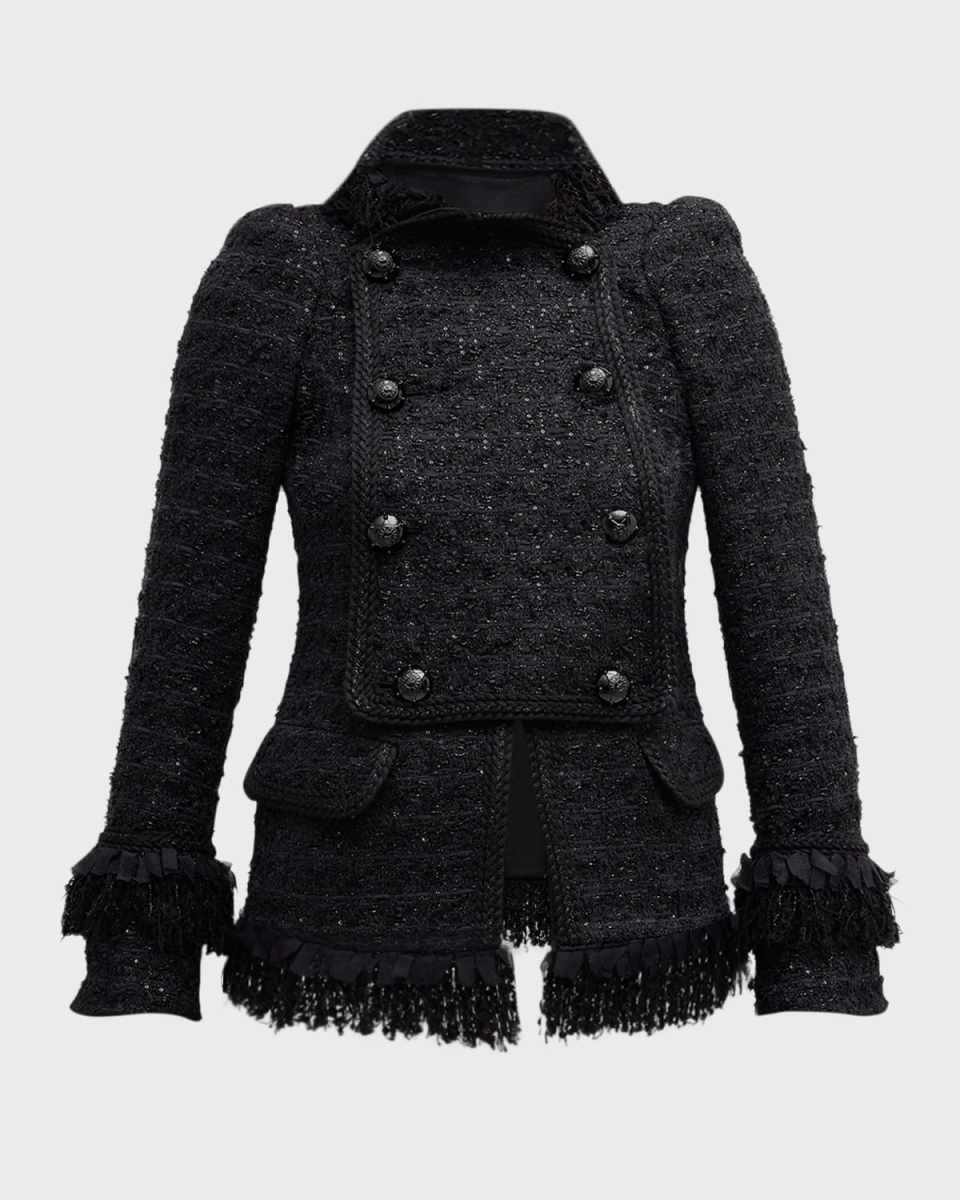 Luxury Tweed Blazer Jacket with Detachable Front Panel