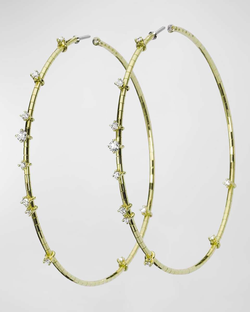 18k Yellow Gold Diamond Hoop Earrings