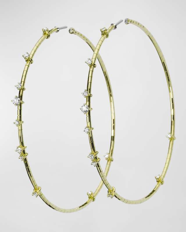 18k Yellow Gold Diamond Hoop Earrings