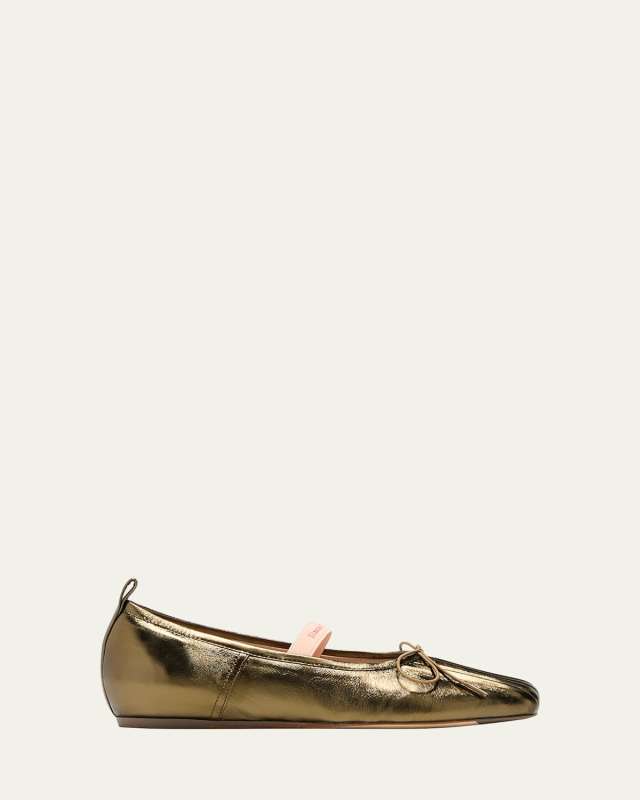 Metallic Pleated Ballerina Flats