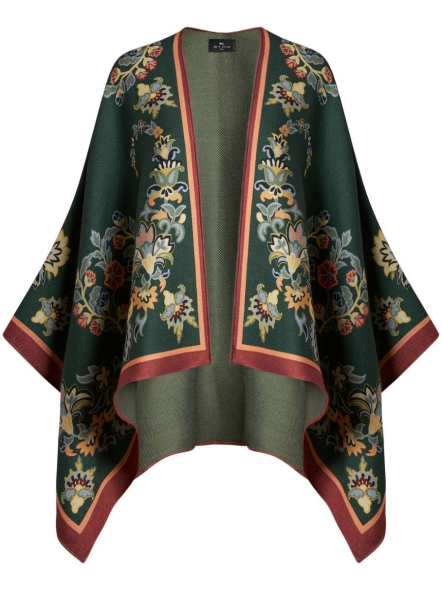 floral-print silk cape