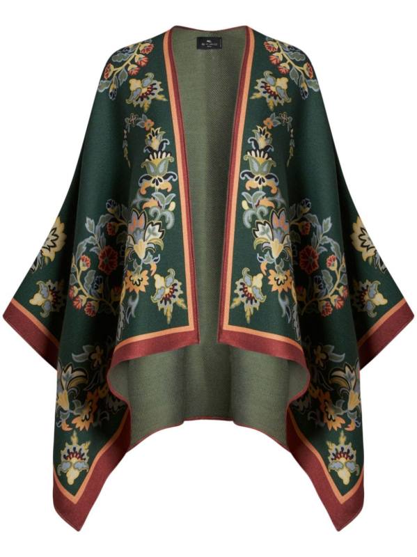 floral-print silk cape