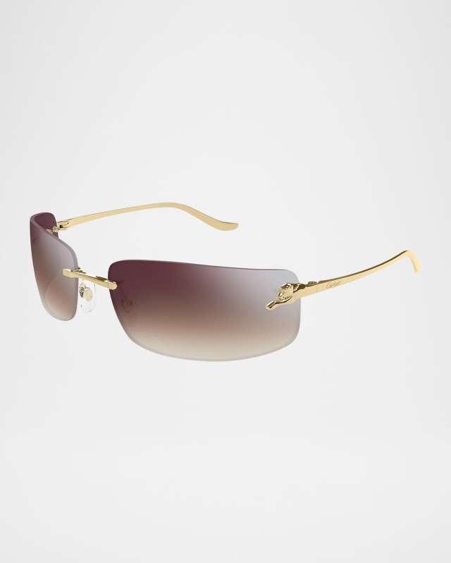 panther rimless rectangle metal sunglasses