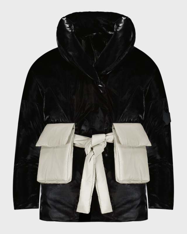 Girl's Down Coat W/ 3D Pockets, Size 2-1