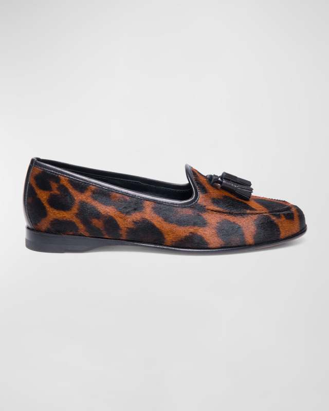 Andrea Leopard Calf Hair Loafers