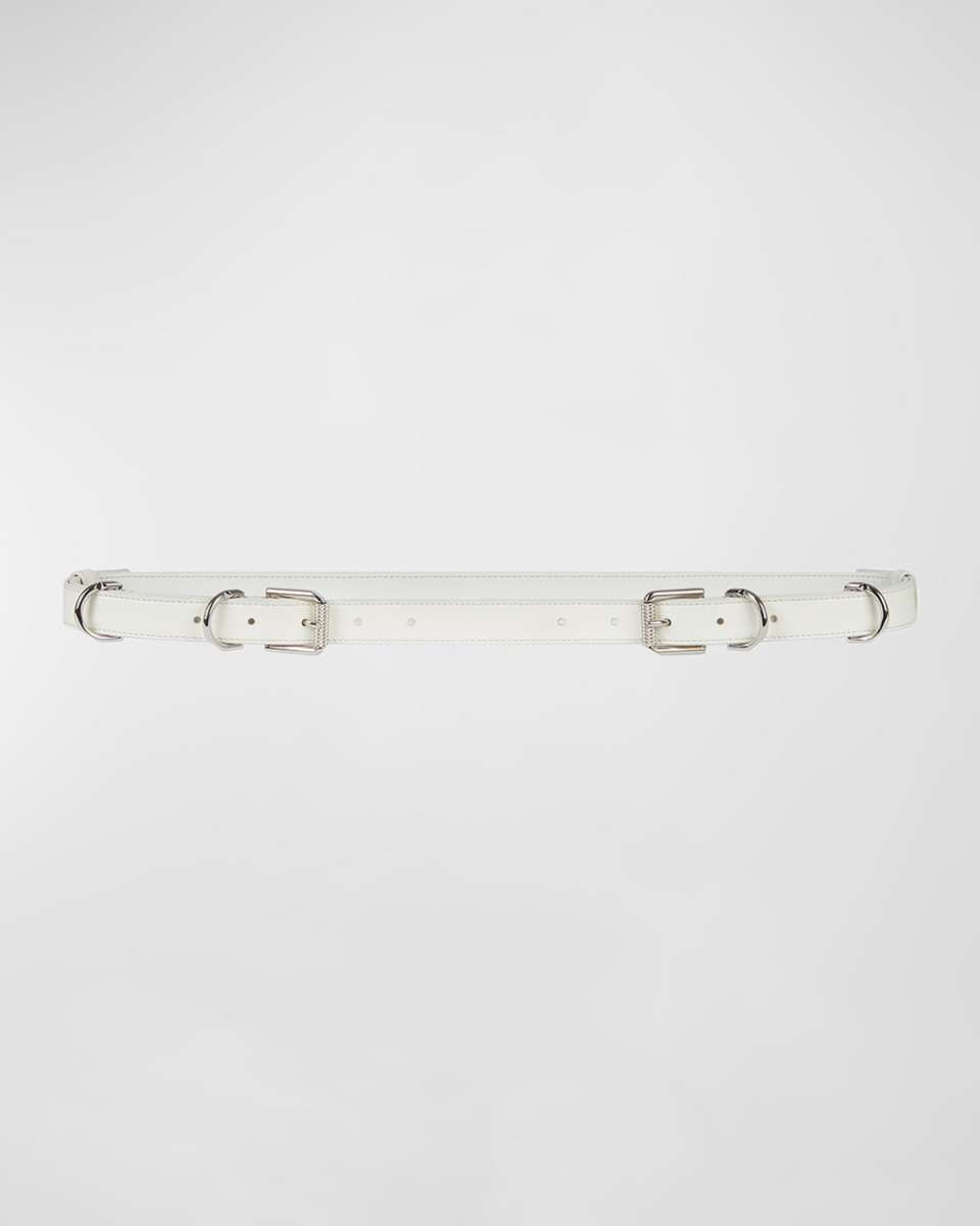 Voyou V2 White Skinny Leather Belt