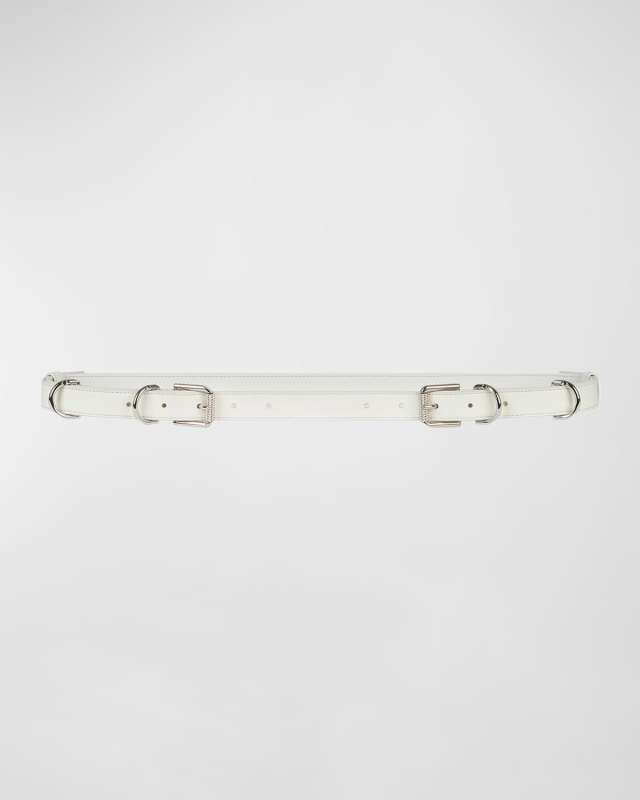 Voyou V2 White Skinny Leather Belt