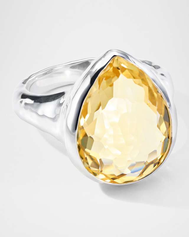 Rock Candy Medium Honey Citrine Teardrop Ring in Sterling Silver