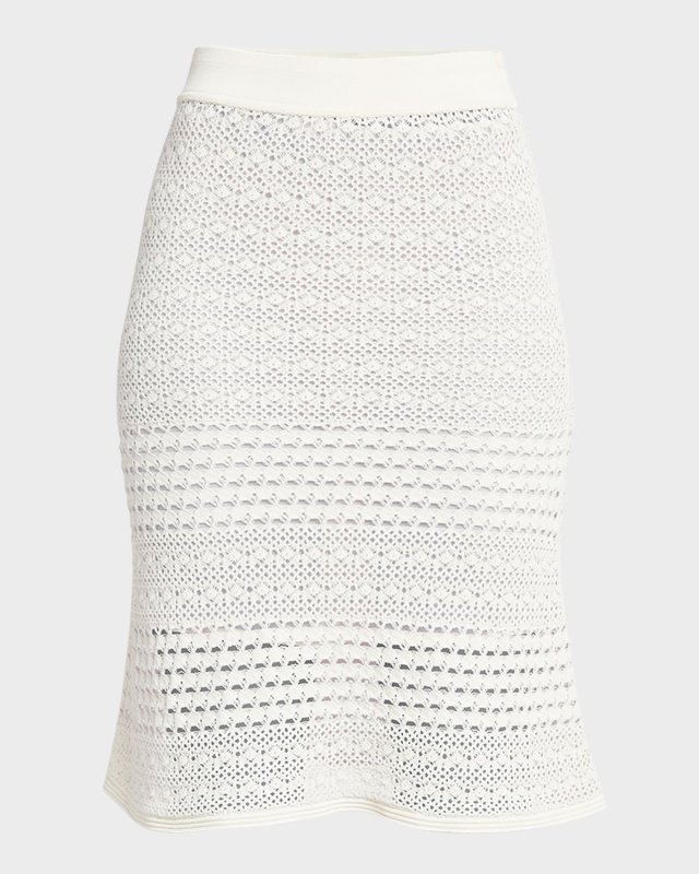 Openwork Knit Skirt with Detachable Tonal Slip
