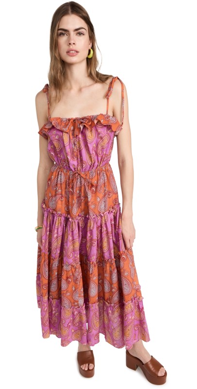 Charina Sarte Hiraya Midi Dress Orange & Violet Paisley