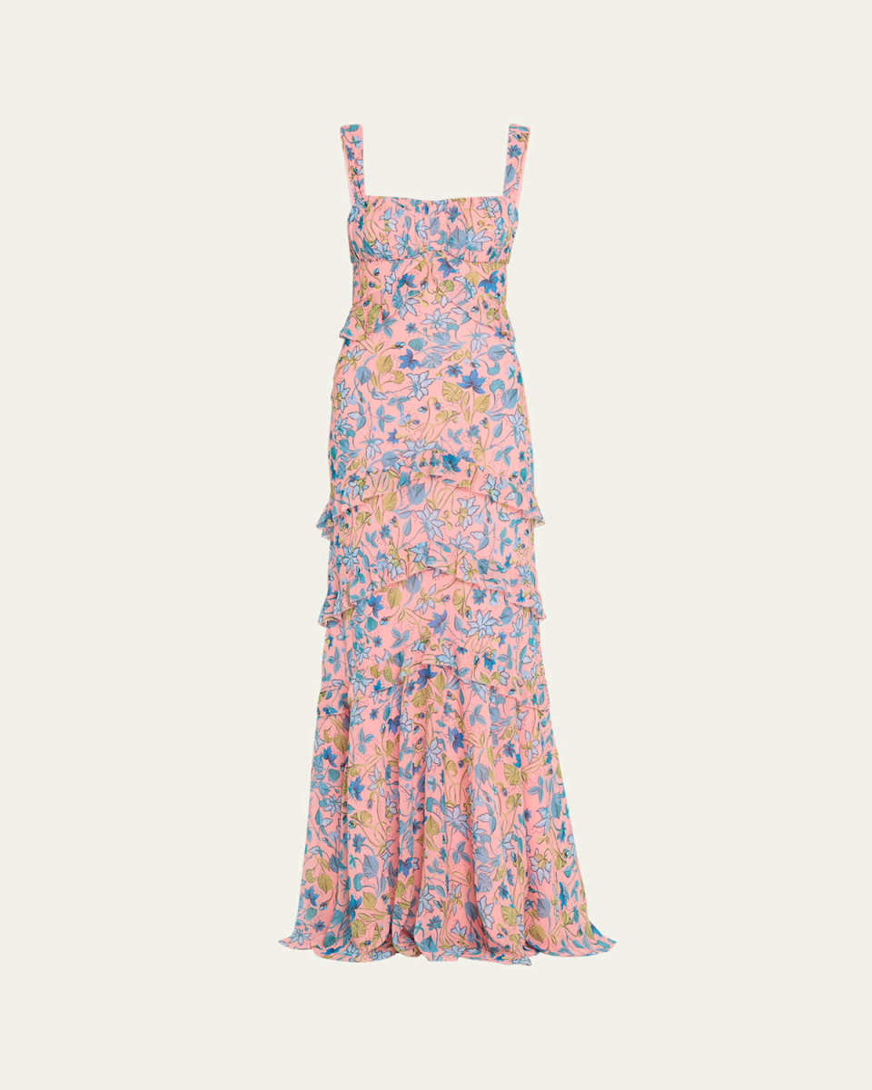 Chandra Floral Ruffled Gown