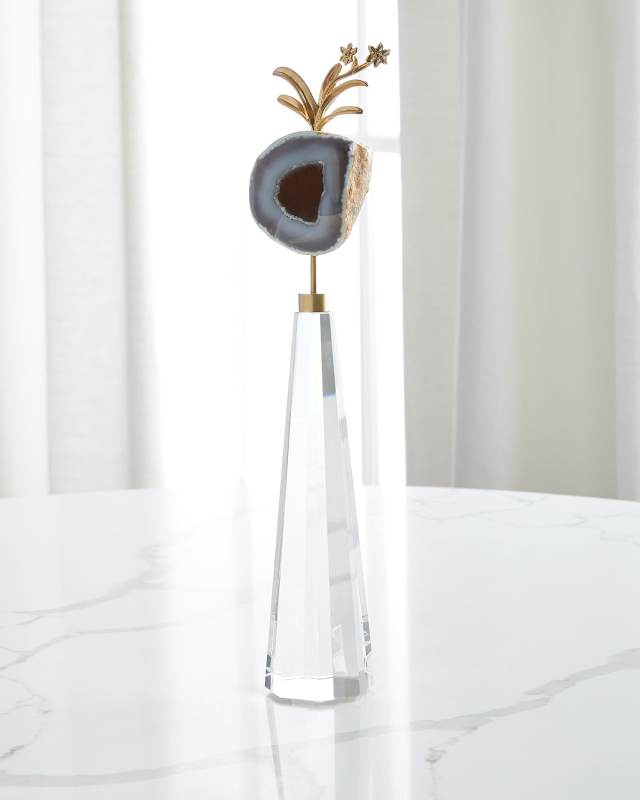 Brass Flower and Blue Geode Sculpture I